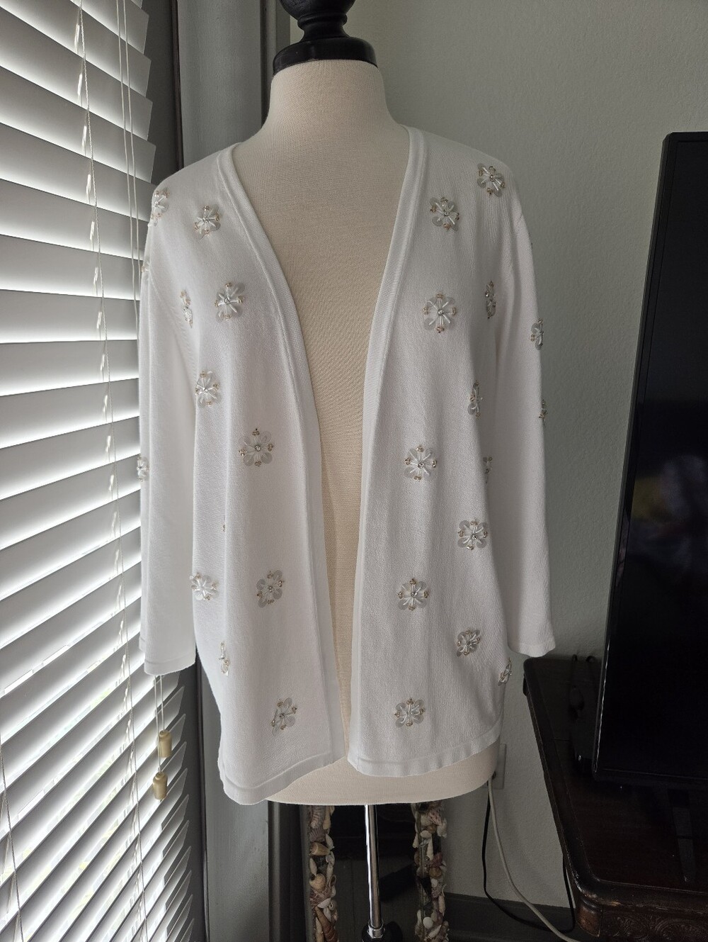 Sequined Winter Whire Cardigan
